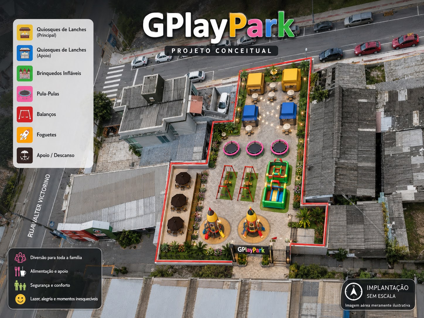Estudo conceitual do parque GPark, previsto para Balneário Camboriú