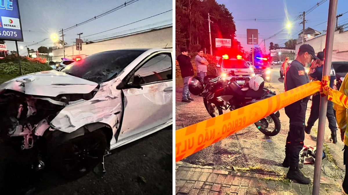 Gravíssimo acidente entre motocicleta e carro deixa homem morto e outro em estado grave em SC