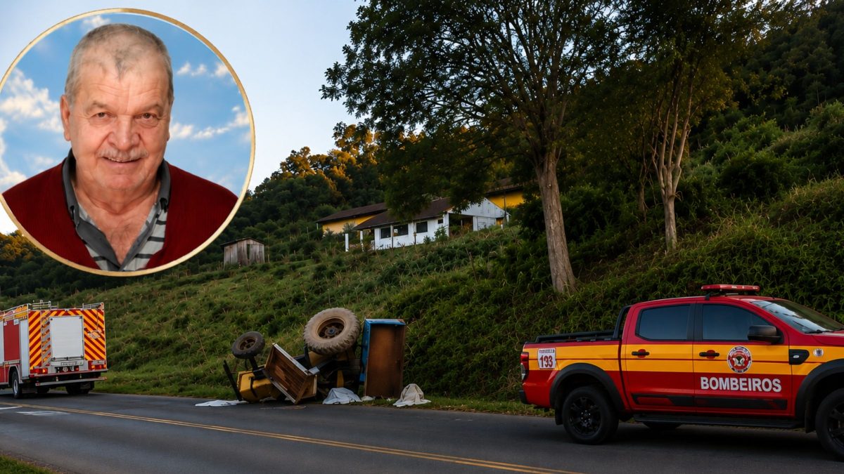 Trabalhador rural de 71 anos morre após trator capotar em ribanceira às margens da SC-355 em SC