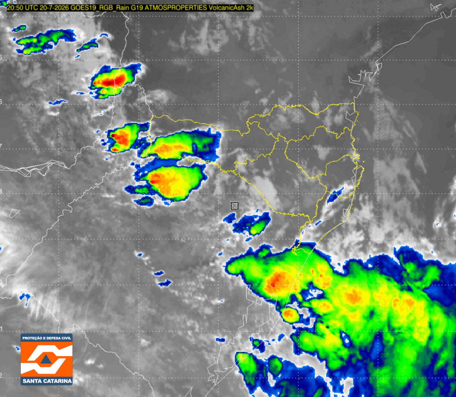 Monitoramento Meteorológico SDC/SC 20/07 18:20 - Secretaria de Estado da Proteção e Defesa Civil de Santa Catarina
