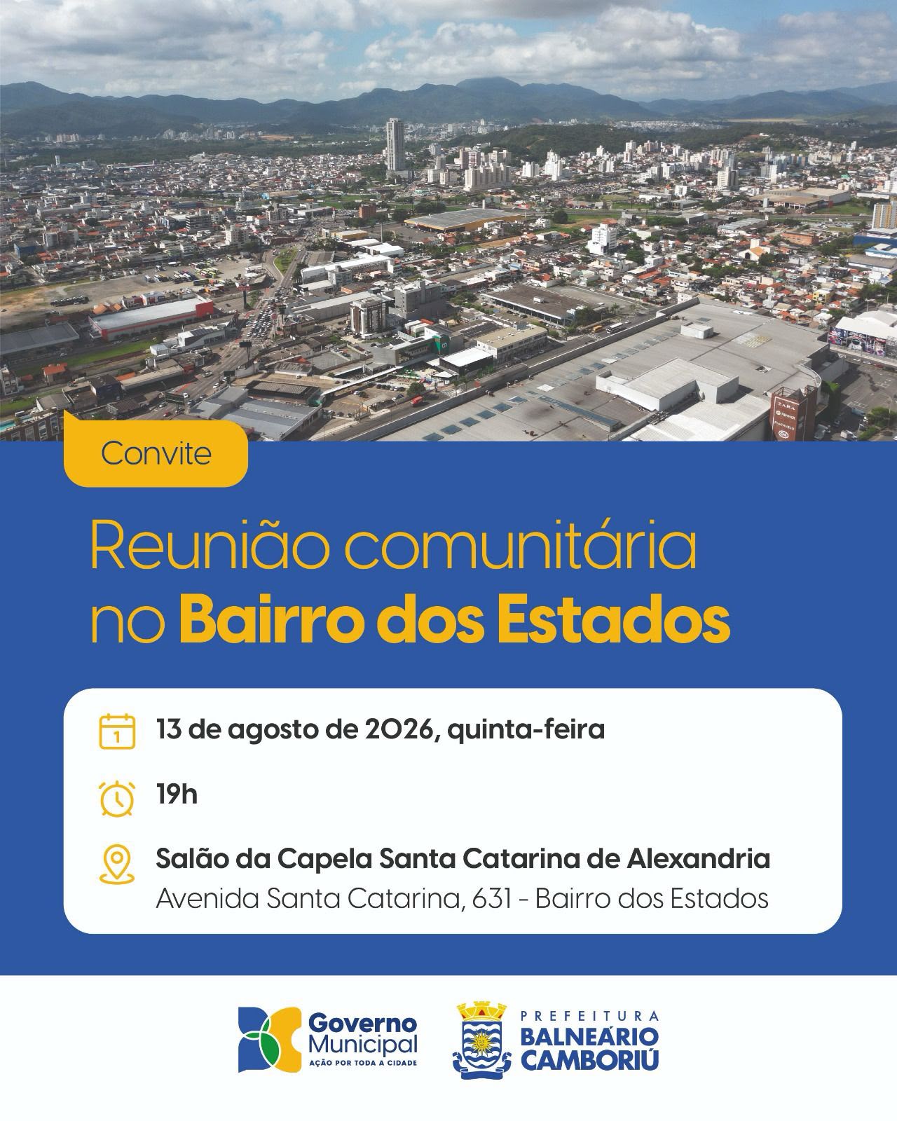 Prefeitura promove reunião comunitária na próxima quinta-feira no Bairro dos Estados