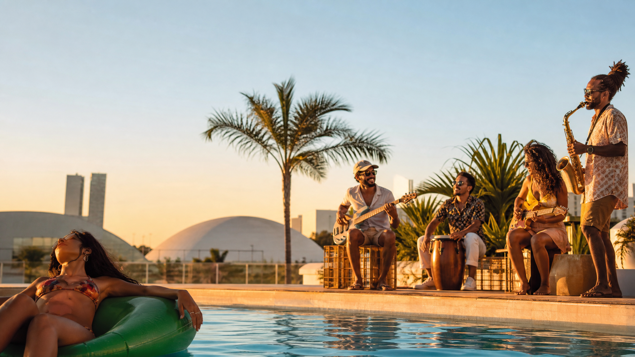 Capa ilustrativa da música Piscina, Sombra e Som