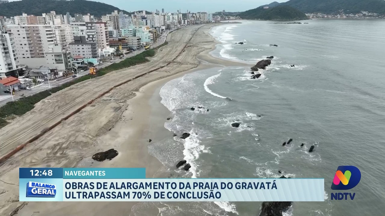 Alargamento da Praia do Gravatá ultrapassa 70% das obras em Navegantes