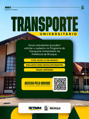 Prefeitura de Brusque abre inscrições para o Transporte Universitário para novos estudantes