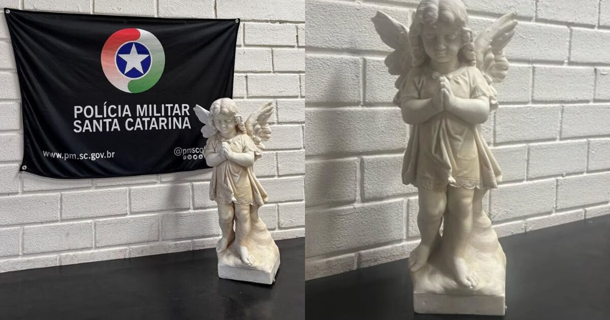 Estátua de anjo de quase 130 anos é recuperada após ser furtada em Blumenau
