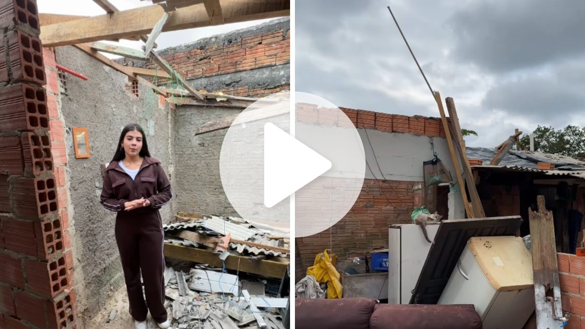 VÍDEO: Vendaval destrói casa de idosa e família pede ajuda em SC