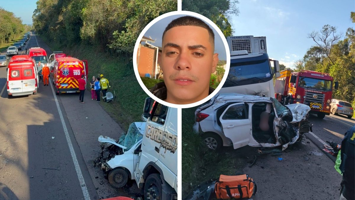 ‘Poucos conheceram seu coração’: amigos se despedem de jovem morto após colisão entre carro e duas carretas na BR-282 em SC