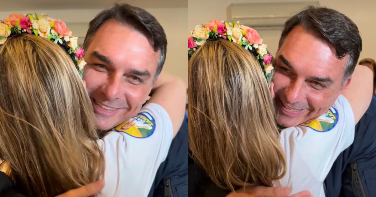 Vice definido? Flávio Bolsonaro e Júlia Zanatta chegam a 'acordo' durante convenção do PL em SC