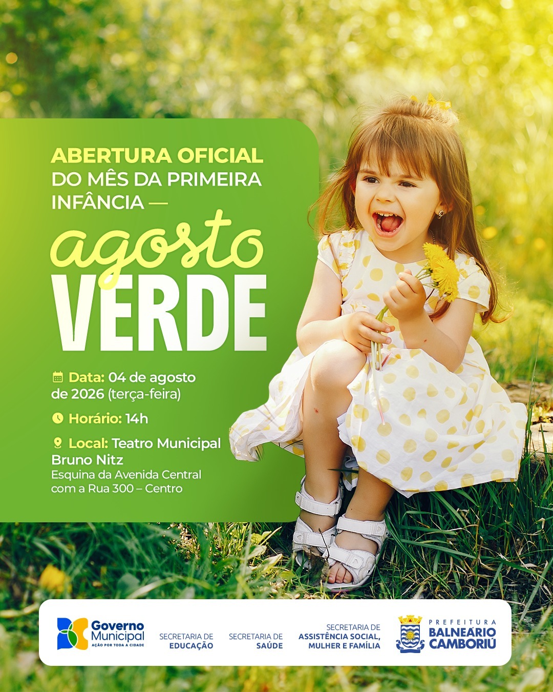 Agosto Verde: evento marca abertura do mês dedicado à primeira infância em BC