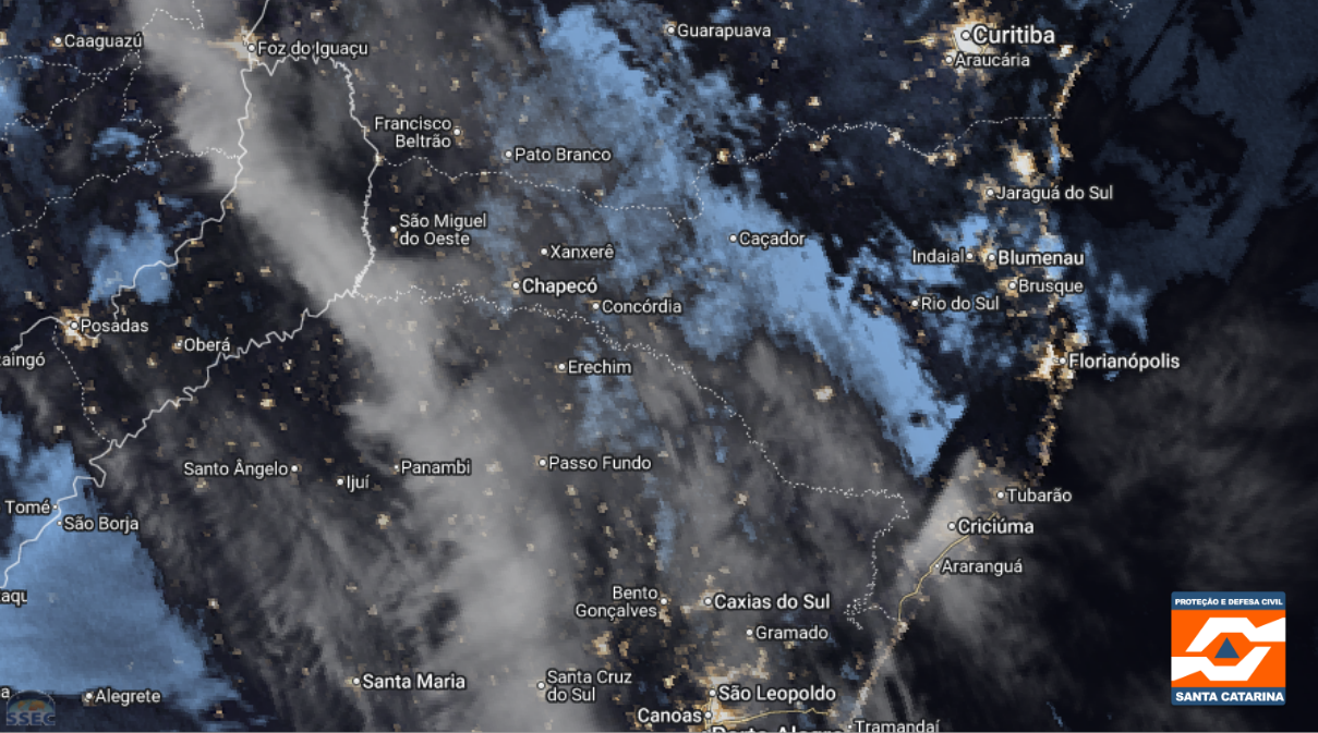 Monitoramento Meteorológico DC/SC 01/08 23:45 - Secretaria de Estado da Proteção e Defesa Civil de Santa Catarina