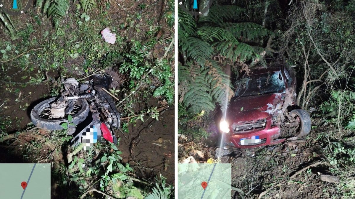 Motociclista morre em grave acidente na BR-470 em SC e ocupantes de carro são levados ao hospital