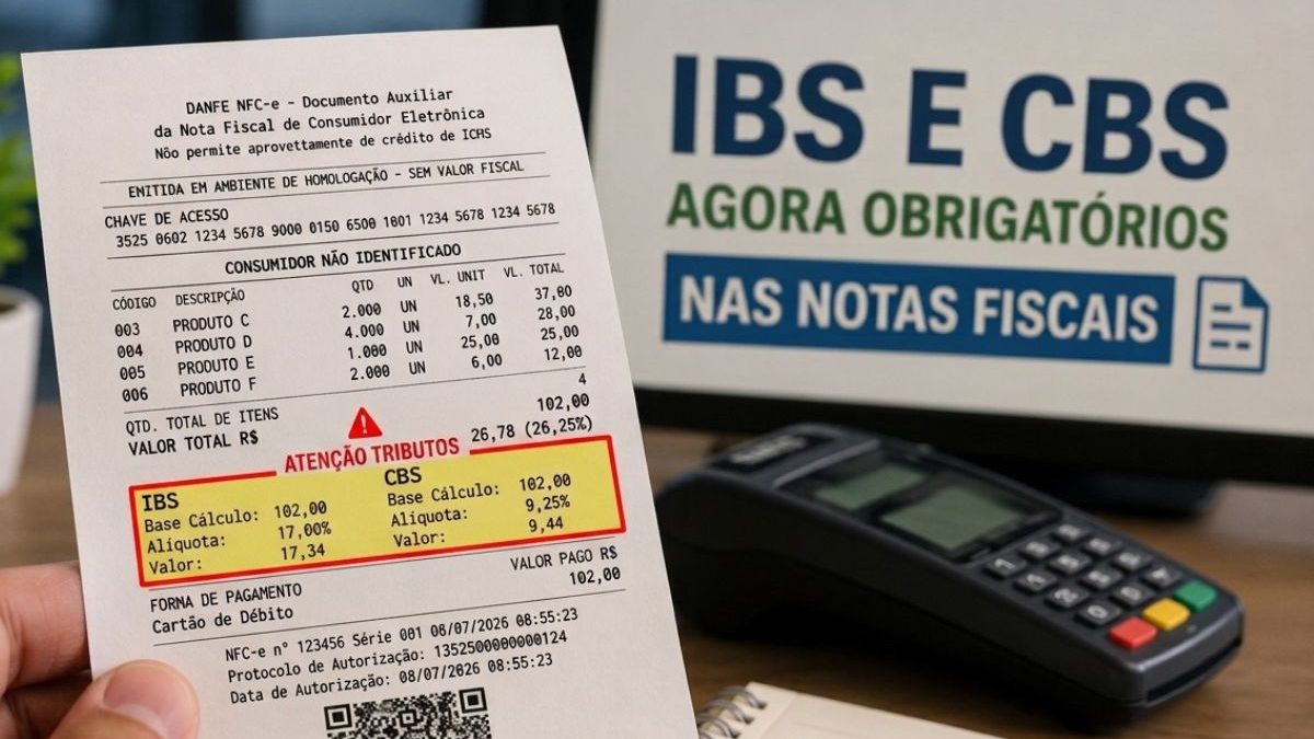Nota fiscal MEI: nova exigência com IBS e CBS a 1% começa nesta segunda (3) sem a cobrança, mas erro pode parar empresa