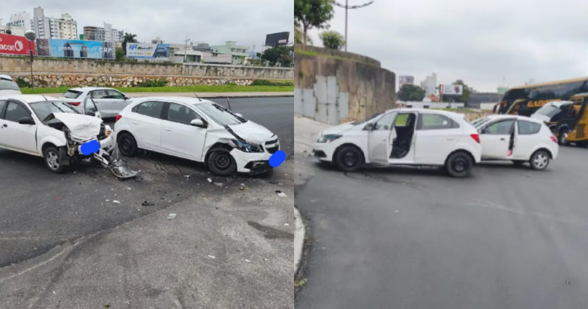 Acidente entre dois carros é registrado na avenida Beira Rio, em Brusque