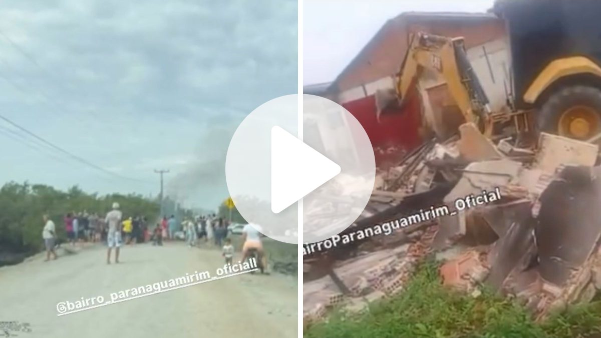 Demolição de 10 construções irregulares em área de preservação termina em confusão em Joinville