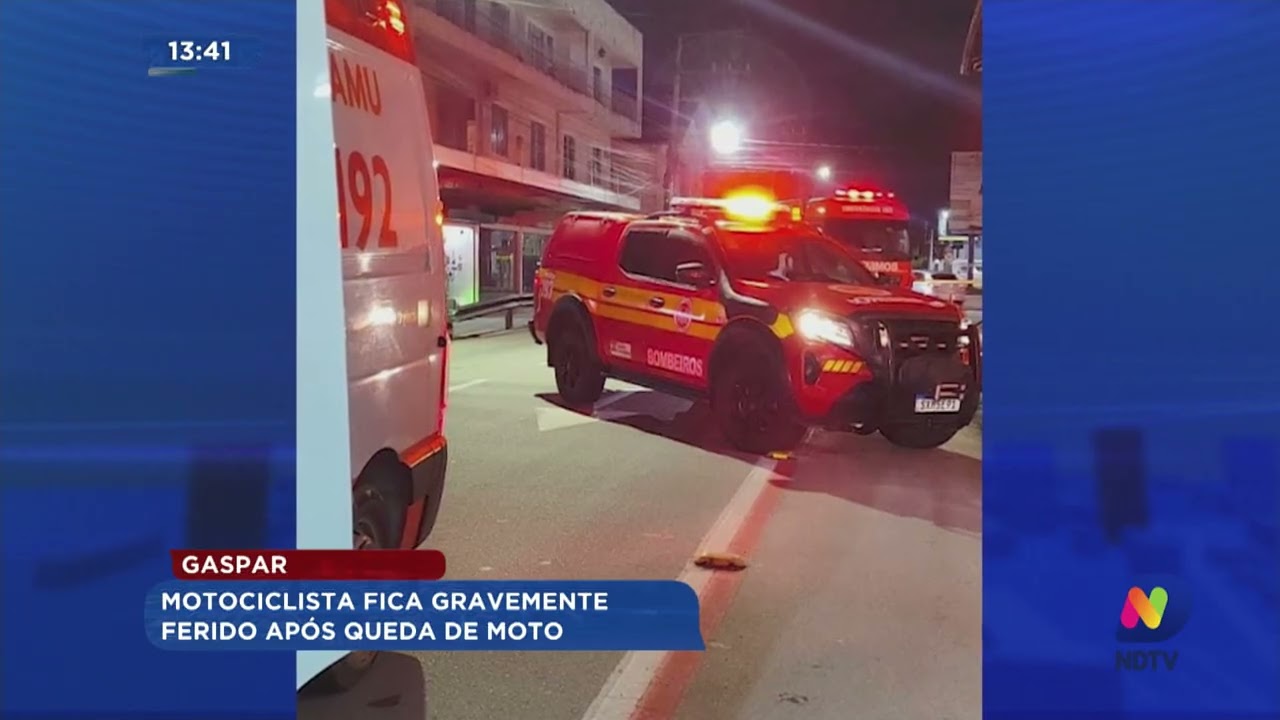 Gaspar: motociclista fica gravemente ferido após queda de moto