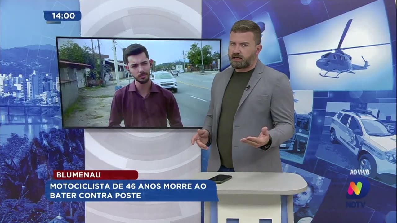Blumenau: motociclista de 46 anos morre ao bater contra poste