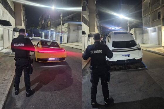 Lamborghini vai ao pátio e Porsche é autuado após arrancadas na Avenida Brasil