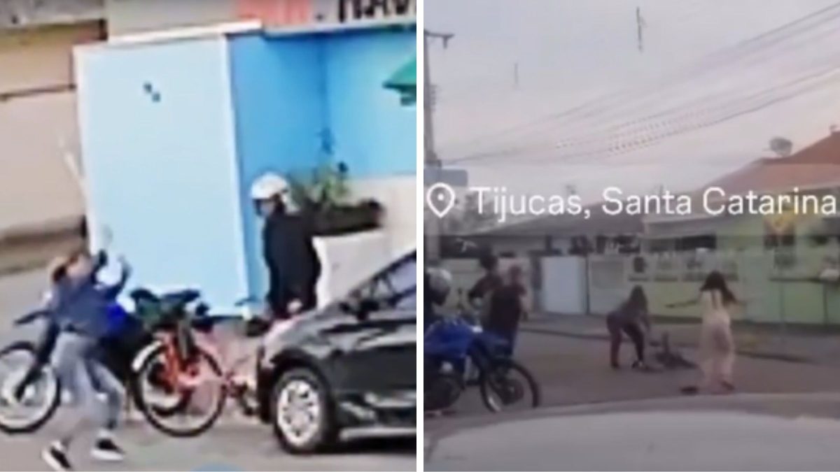 Discussão de trânsito termina em agressão física e carro destruído com pedaço de pau em cidade de SC