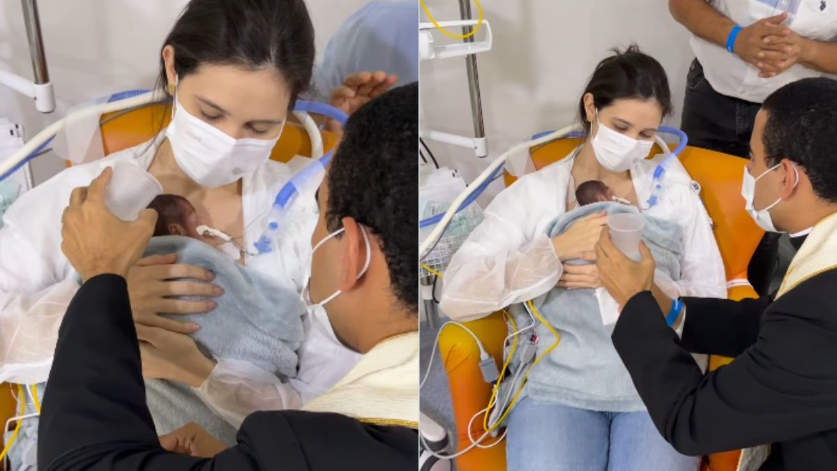 Com apenas 570g, bebê prematura é batizada às pressas no hospital e vira símbolo de fé e superação na web: ‘Vida que insiste’