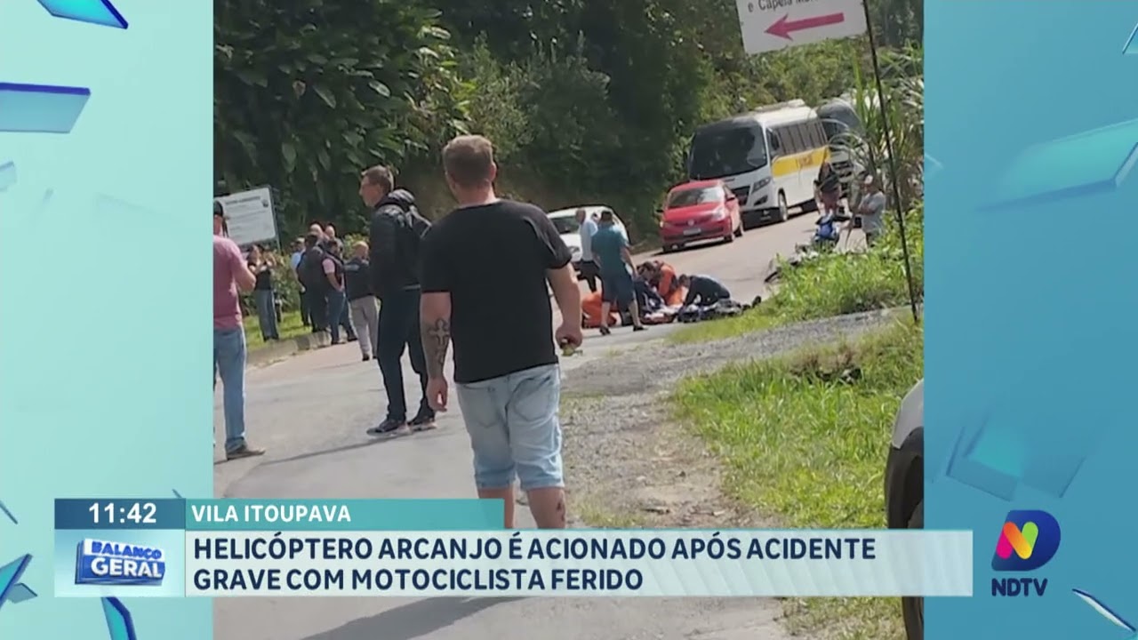 Vila Itoupava: helicóptero arcanjo é acionado após acidente grave com motociclista ferido