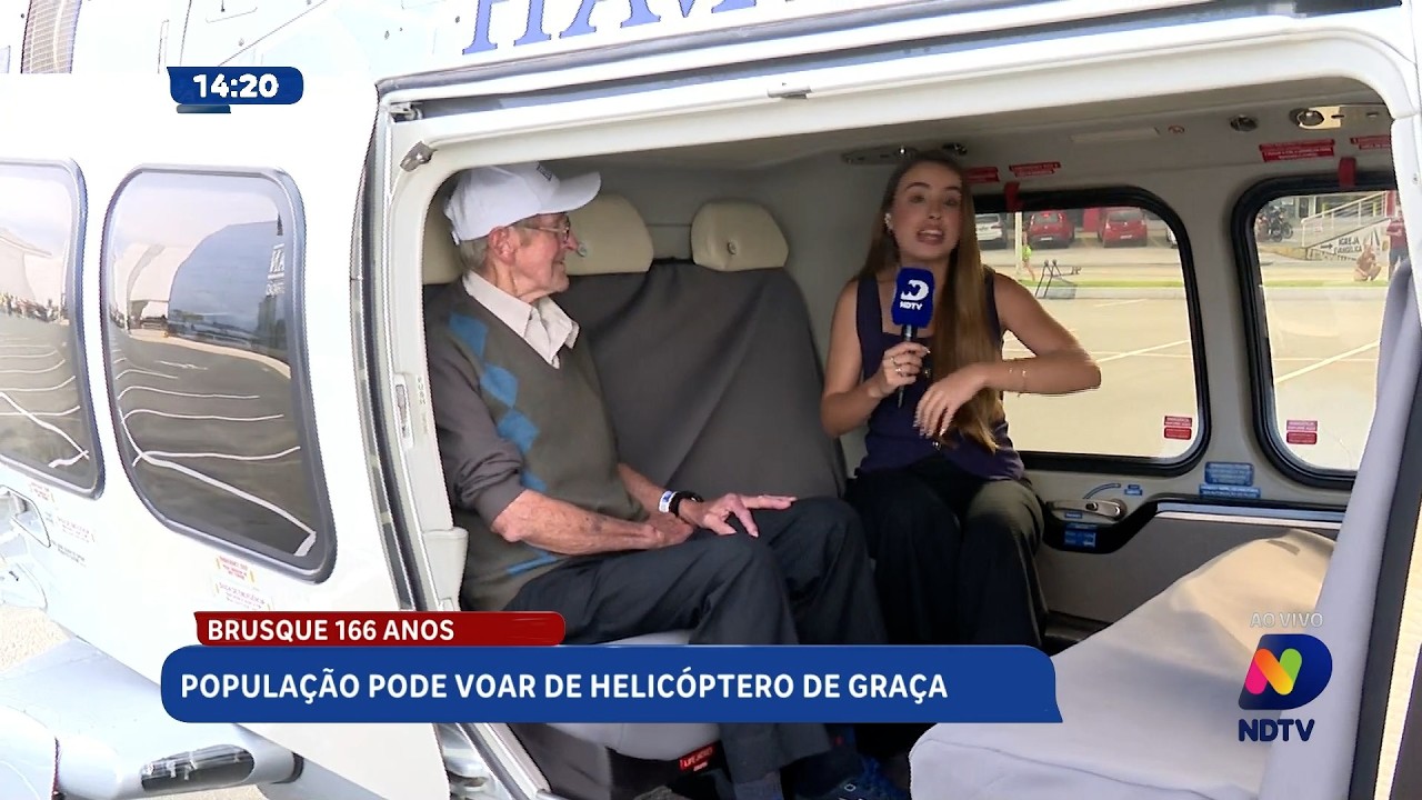 Brusque celebra 166 anos com voos gratuitos de helicóptero