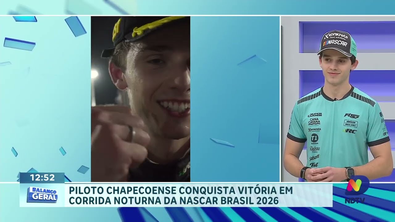 Piloto chapecoense celebra vitória na NASCAR Brasil em prova noturna