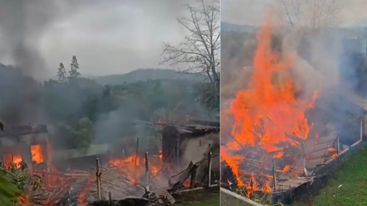 VÍDEO: Incêndio de grandes proporções destrói completamente casa em SC