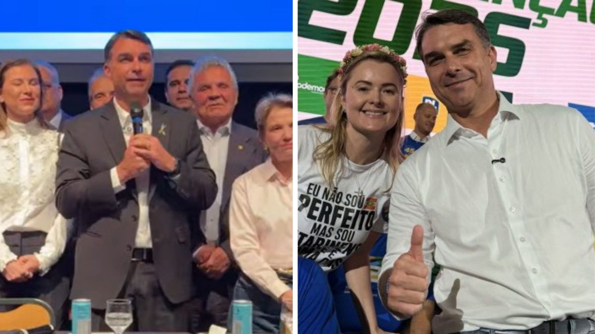 Durante anúncio de Alfredo Gaspar como vice, Flávio Bolsonaro agradece Júlia Zanatta por ‘vestir camisa’ e dispara: ‘guerreira’