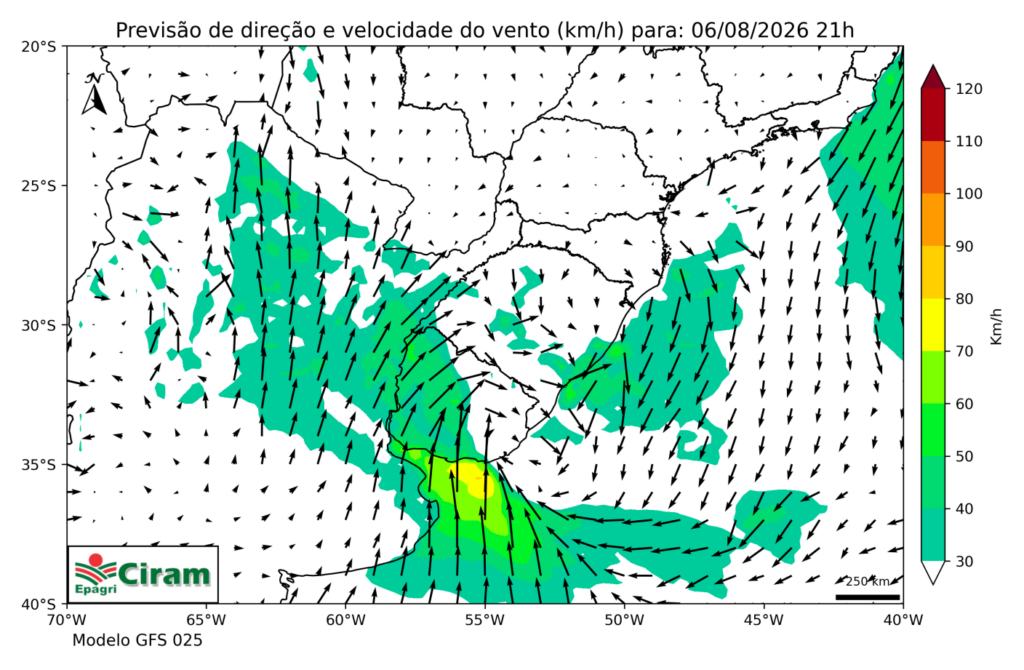 Frente fria traz chuva e temporais para SC. – EPAGRI/CIRAM