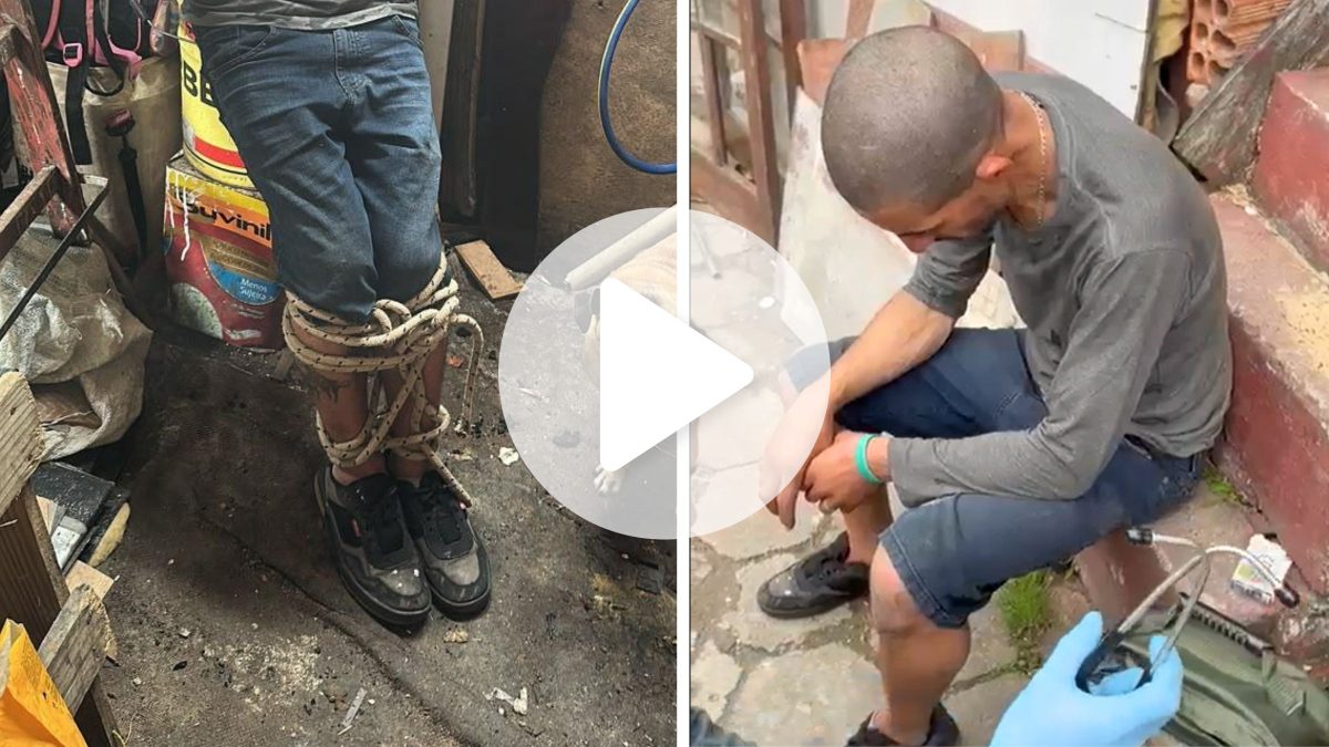 Com pés e mãos amarrados, vídeo mostra resgate de homem em cárcere privado em Florianópolis
