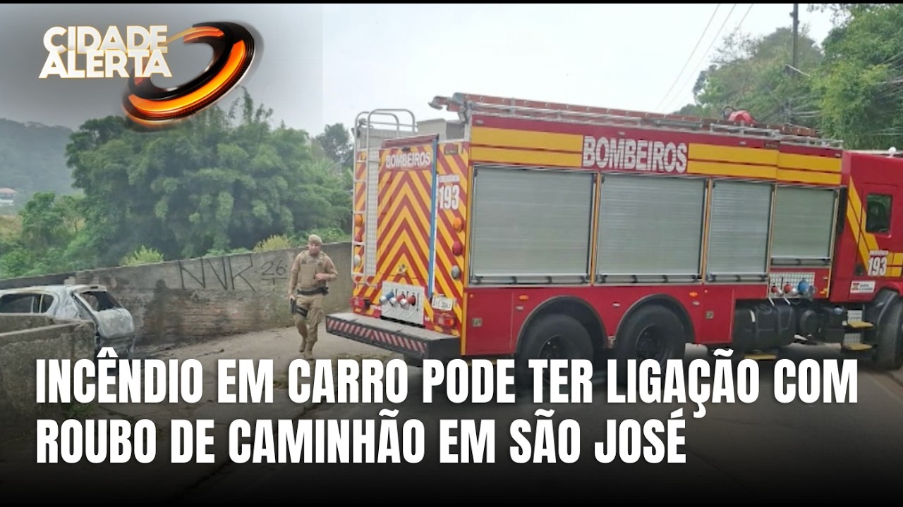 Quadrilha incendeia carro após roubo de caminhão em São José