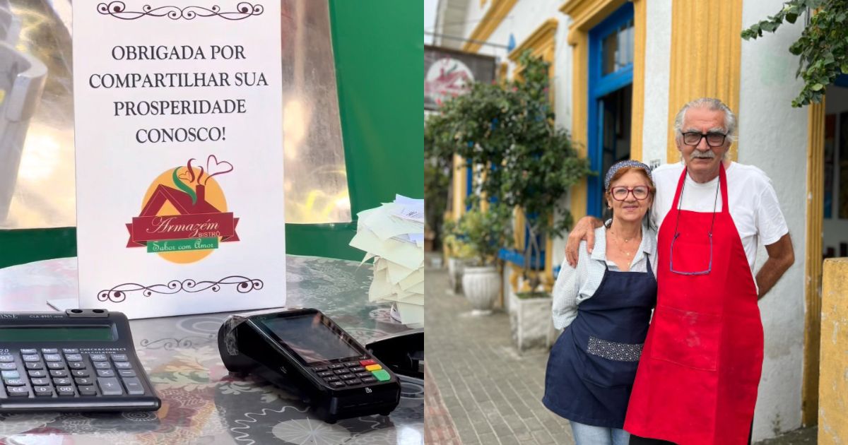 Casal de idosos junto há 50 anos transforma restaurante de SC em exemplo de confiança ao deixar clientes fecharem a própria conta
