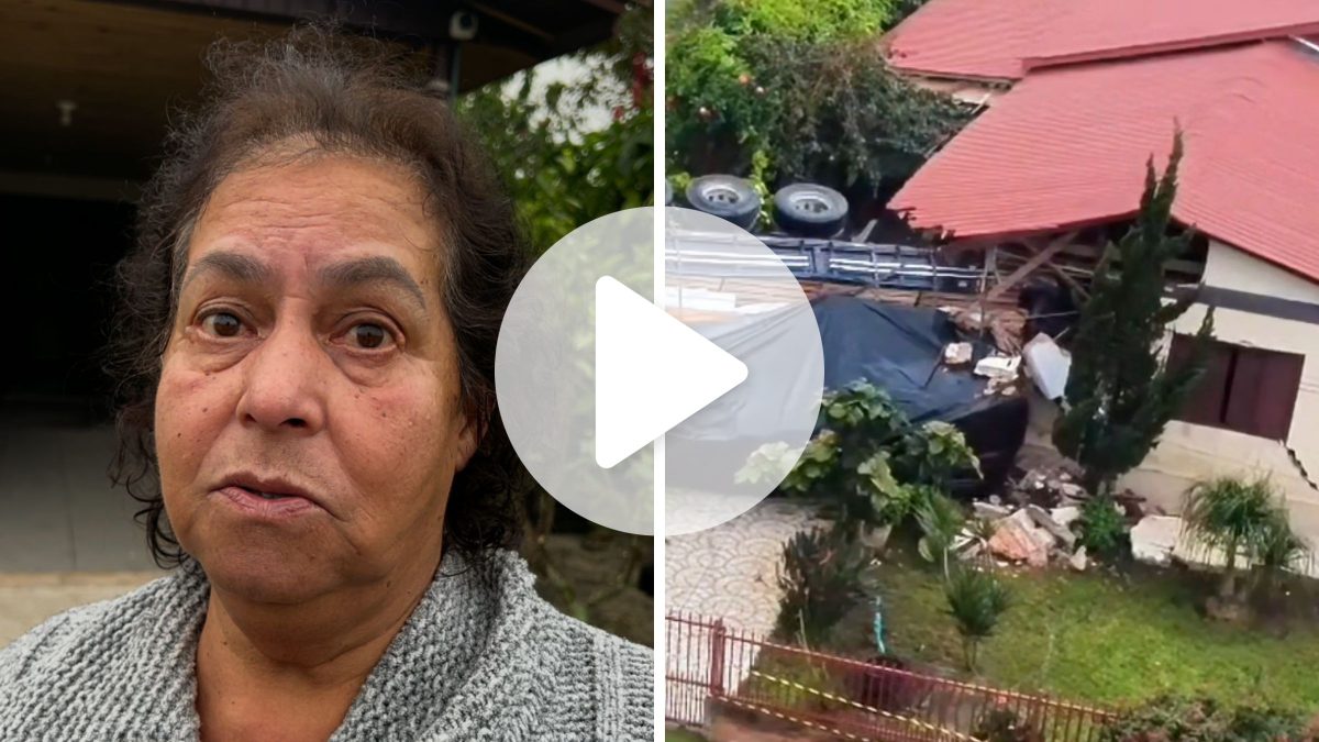 ‘Não posso ficar na rua’: mulher que teve a casa destruída por caminhão na BR-101 em SC dorme em vizinho e espera posição do DNIT