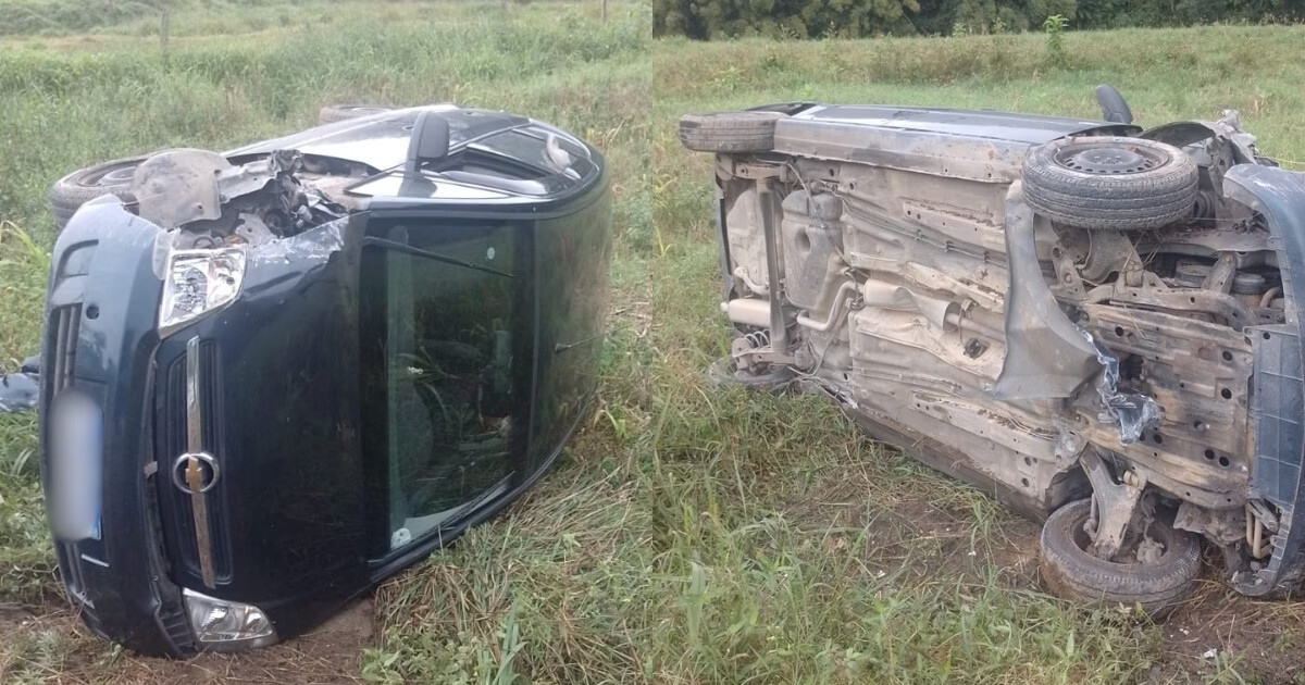 VÍDEO - Carro tomba após motorista perder o controle e atingir poste em Botuverá