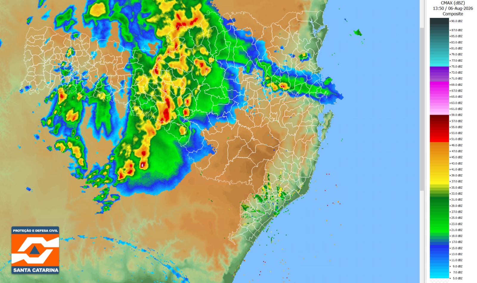 Monitoramento Meteorológico DC/SC 06/08 11:00 - Secretaria de Estado da Proteção e Defesa Civil de Santa Catarina