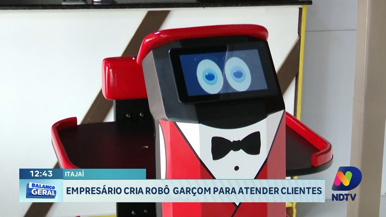 Empresário de Itajaí cria robô garçom para atender clientes