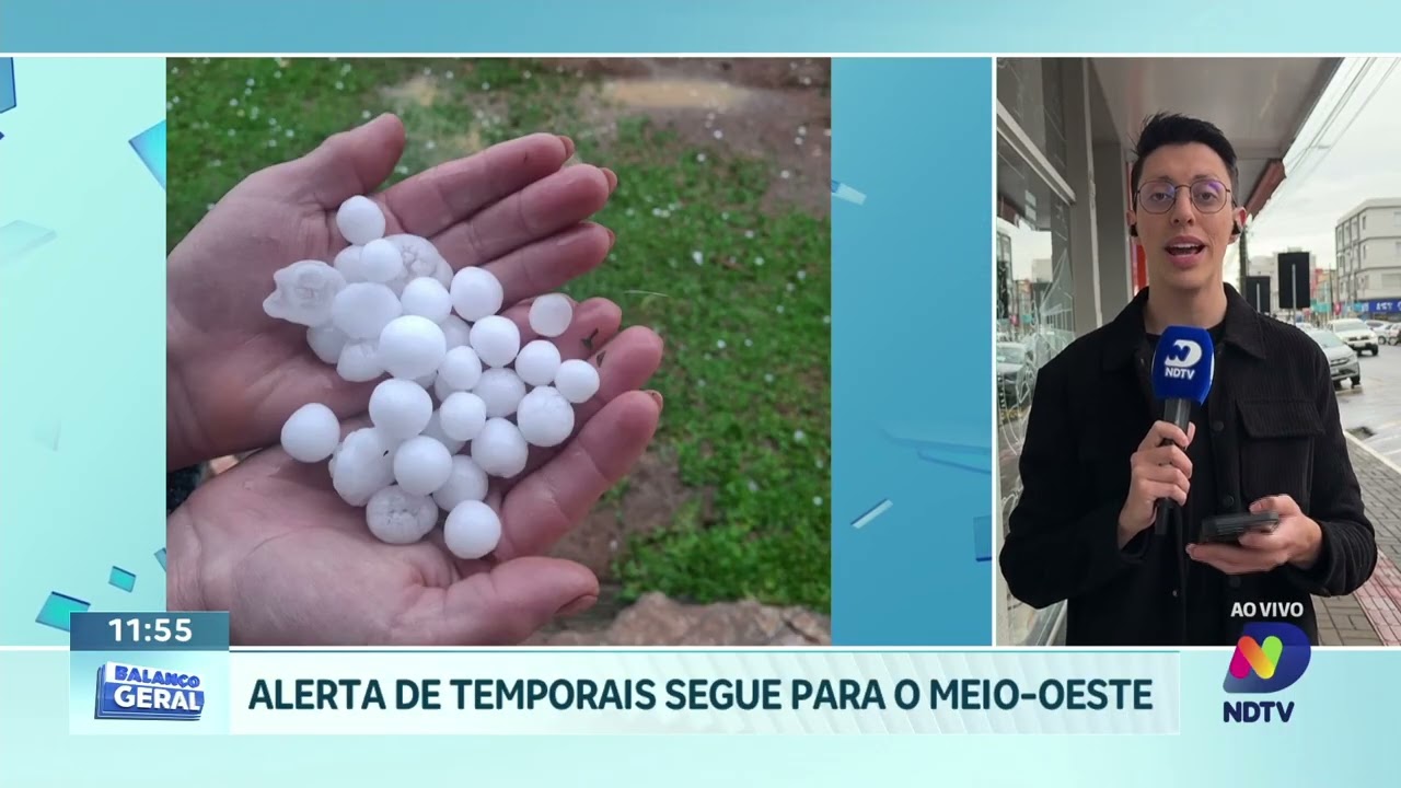 Granizo atinge o Meio-Oeste de SC e alerta para novos temporais