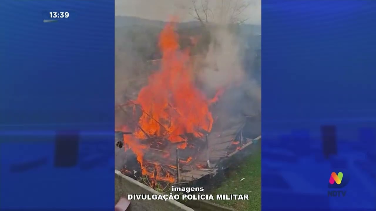Homem é preso suspeito de incendiar casa no bairro Encano Baixo, em Indaial