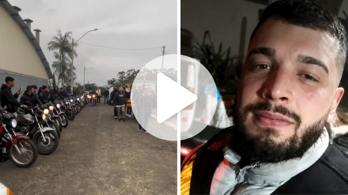 Vídeo emociona a web com cortejo de motoboys para jovem entregador que morreu em acidente de trânsito em SC