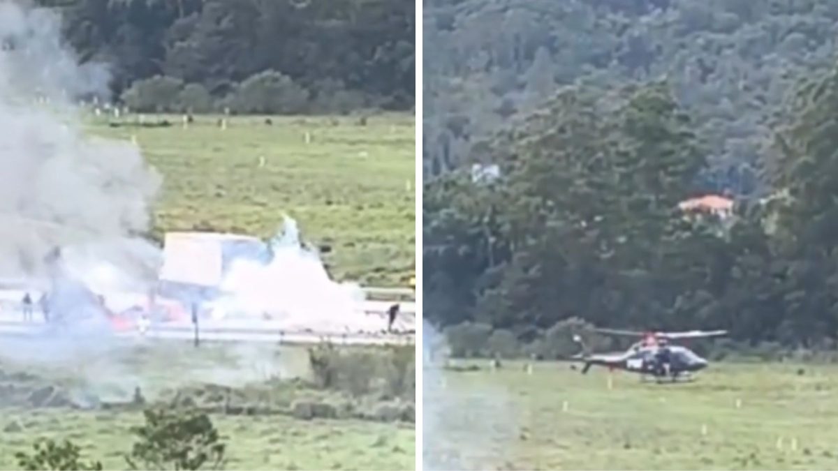 Helicóptero e cortina de fumaça assustam moradores após fechamento de trecho do Contorno Viário da Grande Florianópolis