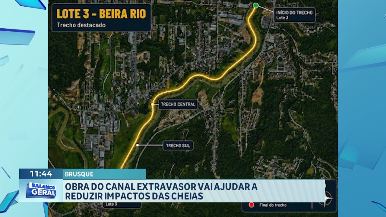Obra do canal extravasor busca reduzir impactos das cheias em Brusque