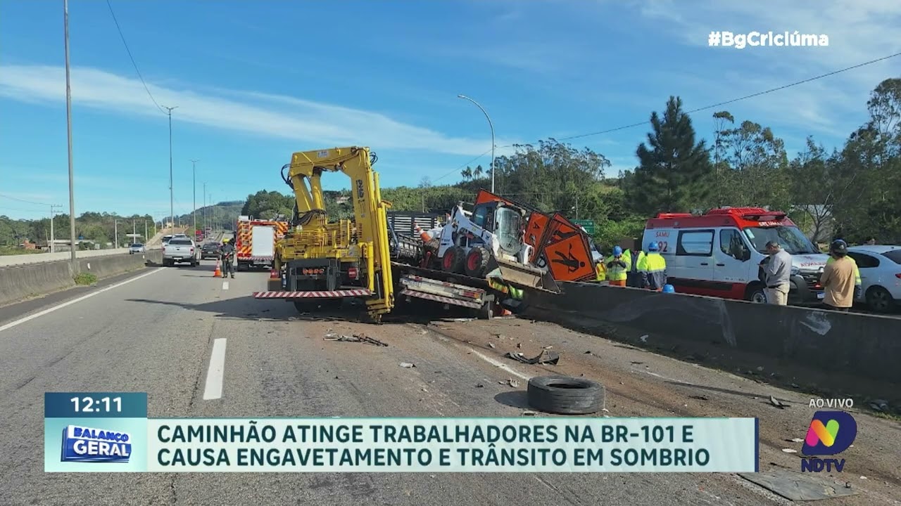 Acidentes em sequência com caminhões travam a BR-101 em Sombrio