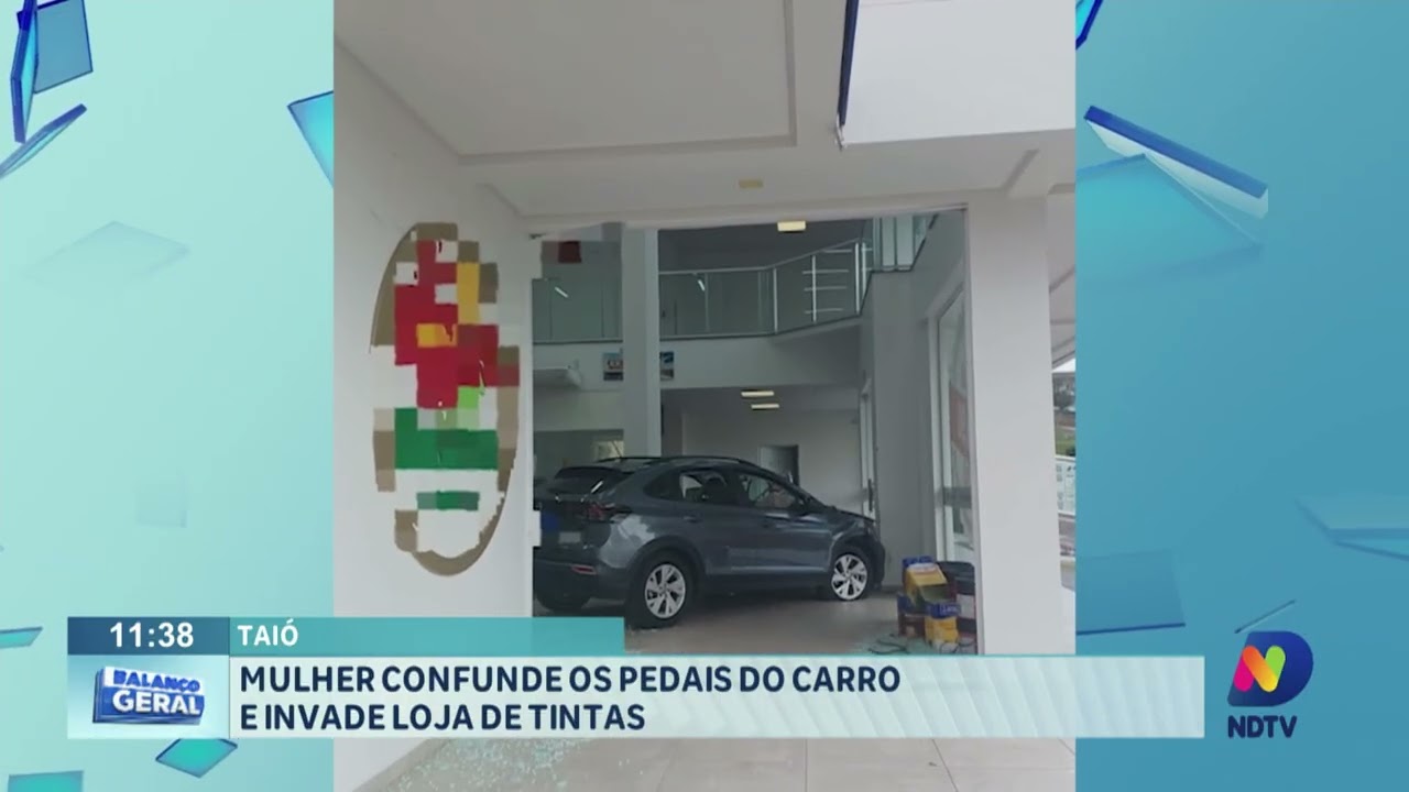Taió: mulher confunde os pedais do carro e invade loja de tintas