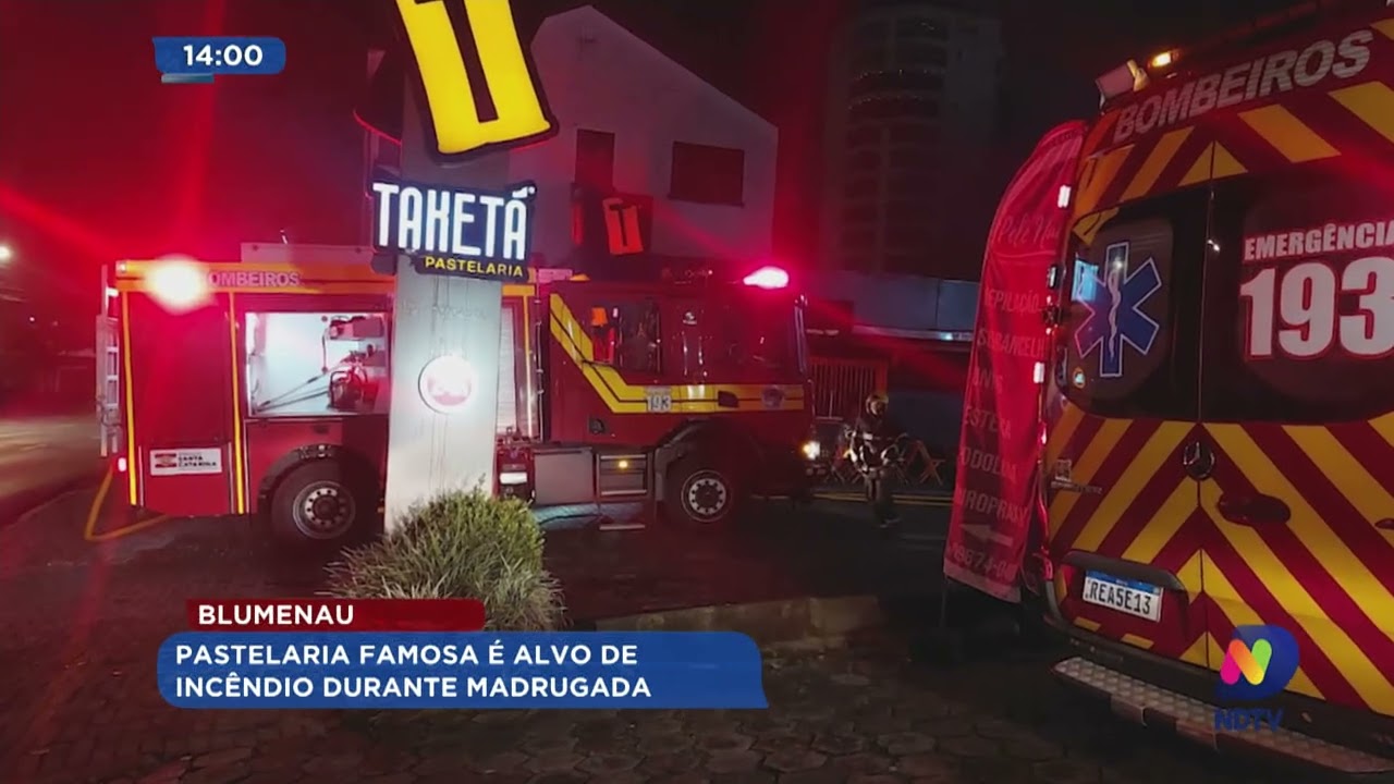 Blumenau: pastelaria famosa é alvo de incêndio durante madrugada