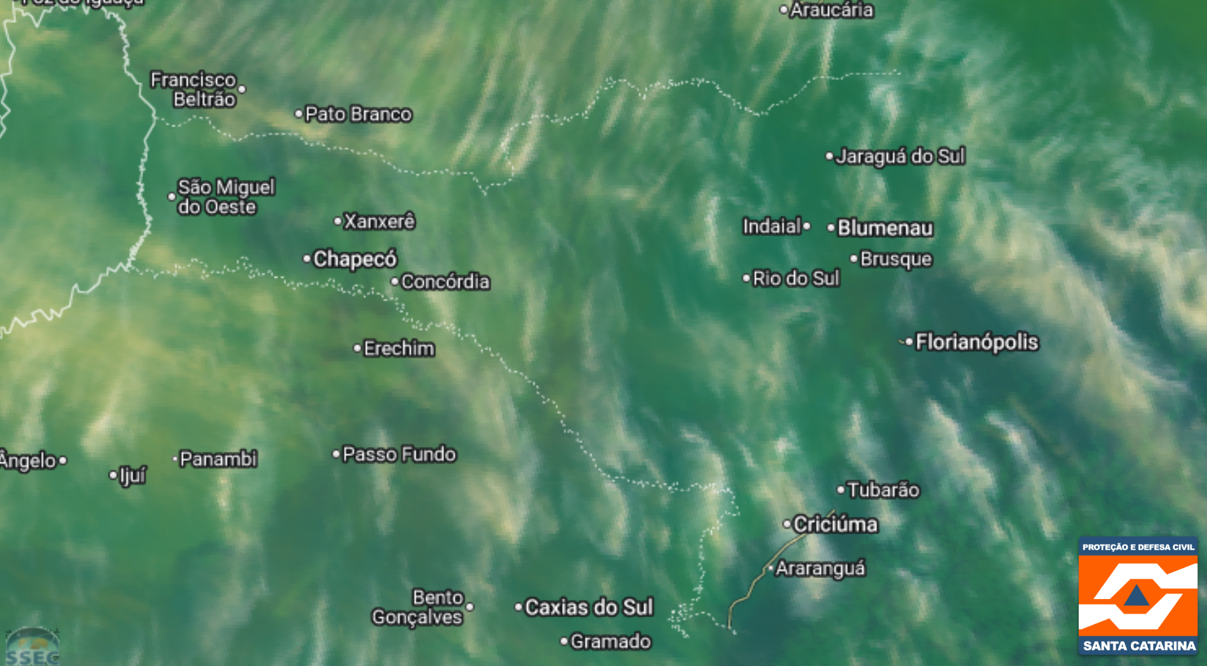 Monitoramento Meteorológico SDC/SC 10/08 17:30 - Secretaria de Estado da Proteção e Defesa Civil de Santa Catarina
