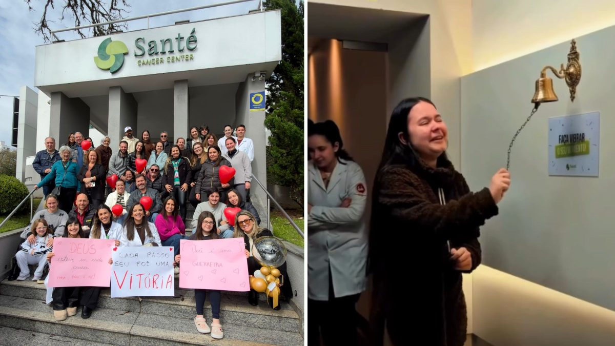 Jovem encerra tratamento contra o câncer e toca o sino da vitória sob forte emoção em clínica de Lages