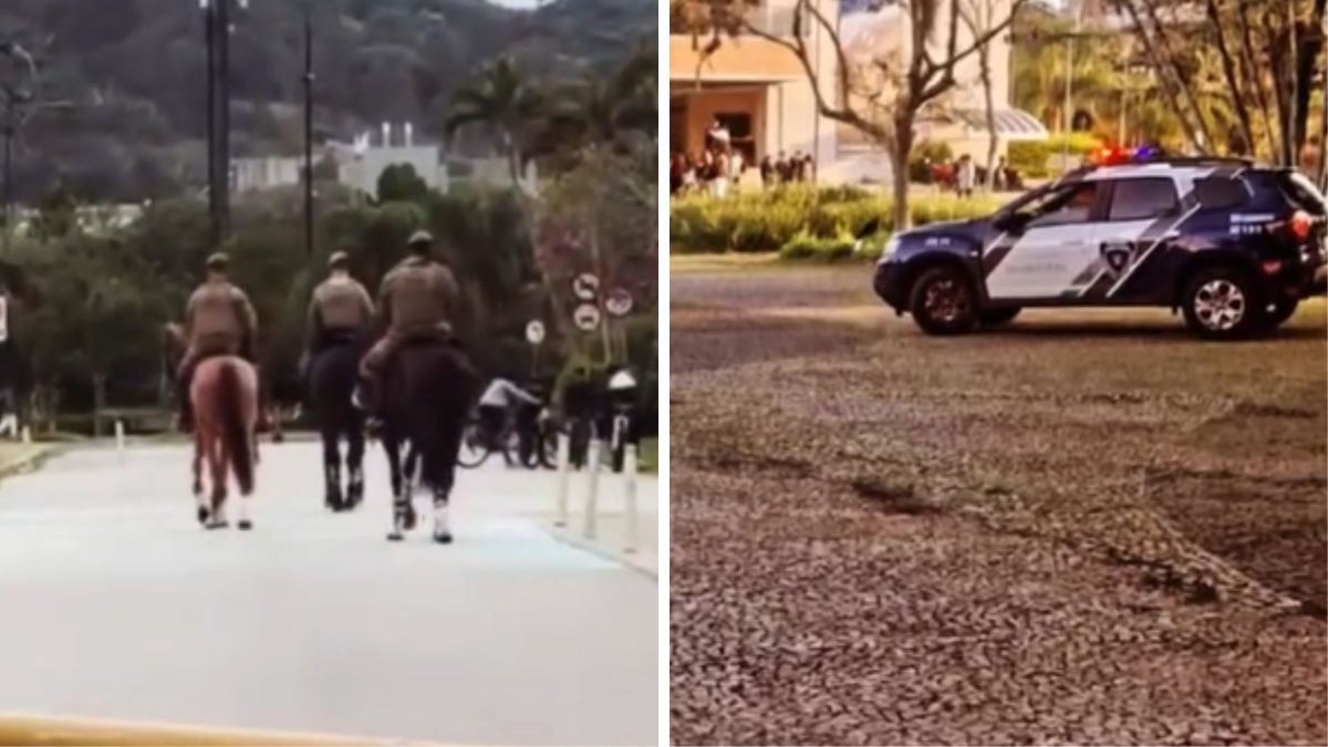 Polícia Militar e Guarda Municipal usam cavalaria e surpreende estudantes após início das aulas na UFSC