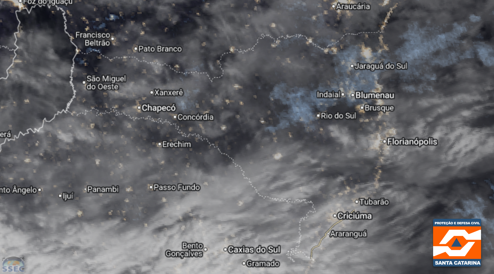 Monitoramento Meteorológico DC/SC 11/08 23:45 - Secretaria de Estado da Proteção e Defesa Civil de Santa Catarina