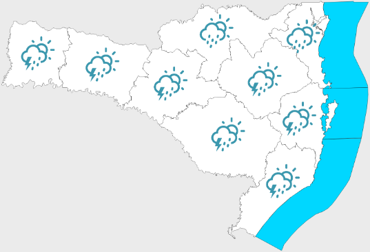 Previsão para os próximos 5 dias (12/08) - Secretaria de Estado da Proteção e Defesa Civil de Santa Catarina