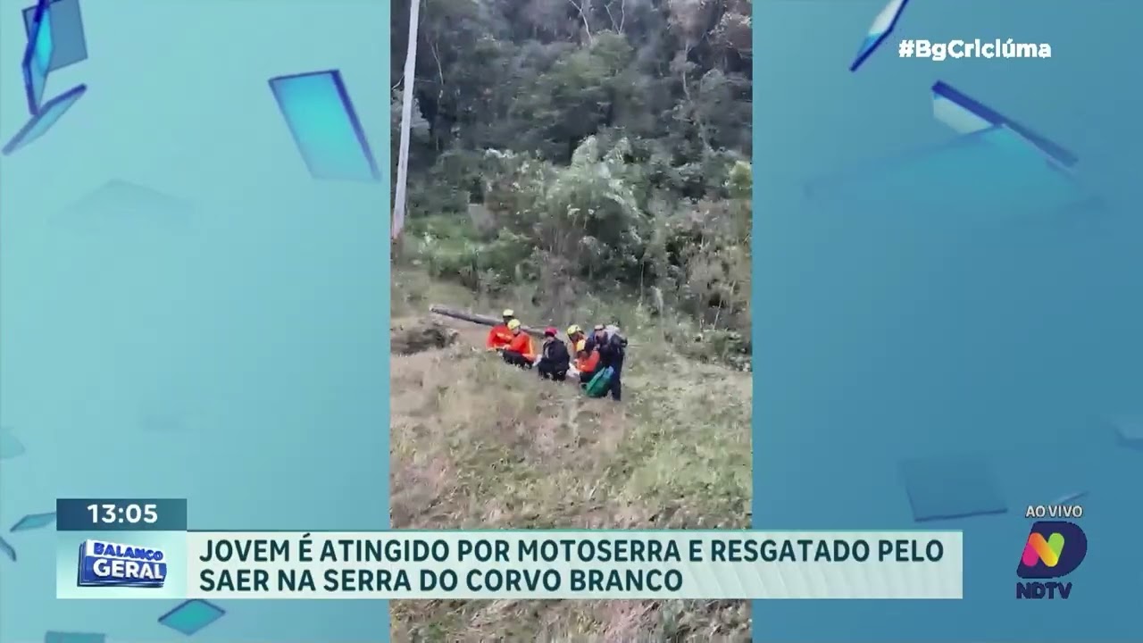 Jovem é atingido por motosserra e resgatado pelo Saer em SC